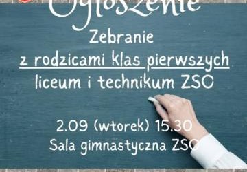 Zebranie z Rodzicami klas pierwszych